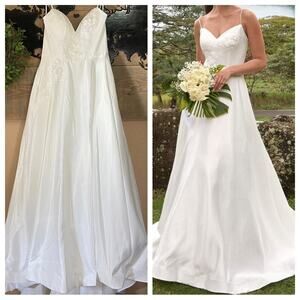 NWOT Lulus Flawless Radiance White Satin Floral Embroidered Maxi Dress